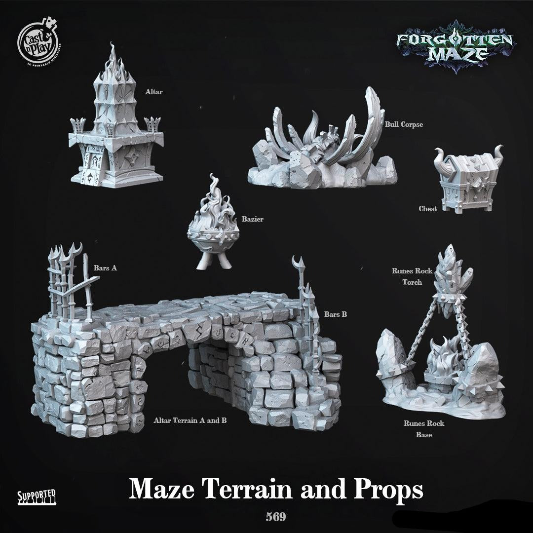 3D Printed Cast n Play Maze Terrain and Props Forgotten Maze 28mm 32mm D&D - 3D Printing Boss 