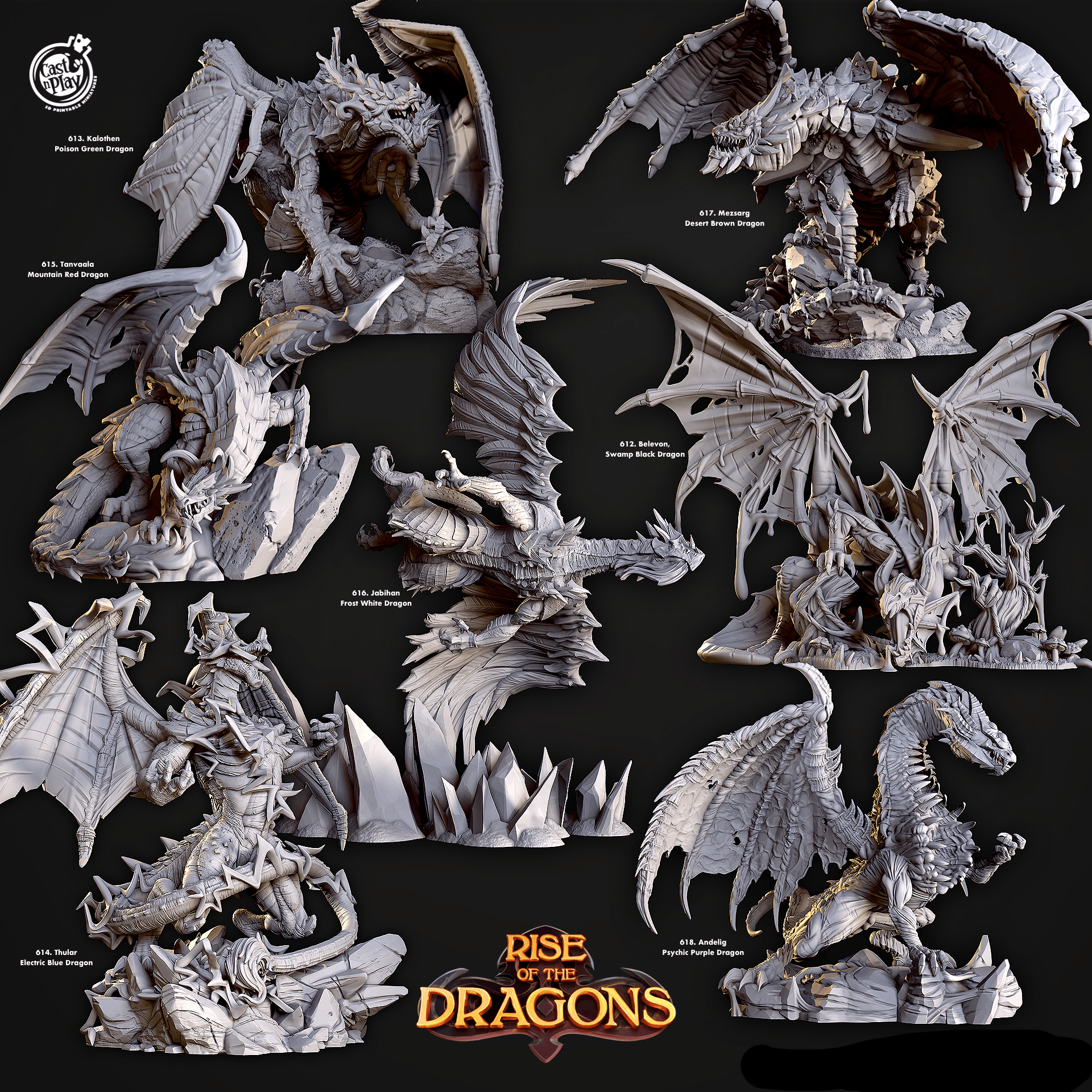 3D Printed Cast n Play Mezsarg Desert Brown Dragon Rise of the Dragons 28 32mm D&D - 3D Printing Boss 