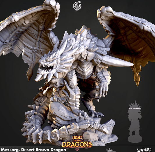 3D Printed Cast n Play Mezsarg Desert Brown Dragon Rise of the Dragons 28 32mm D&D - 3D Printing Boss 