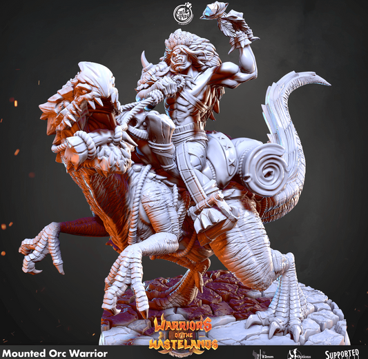 3D Printed Cast n Play Mounted Orc Warrior Warriors of the Wastelands 28mm 32mm D&D - 3D Printing Boss 
