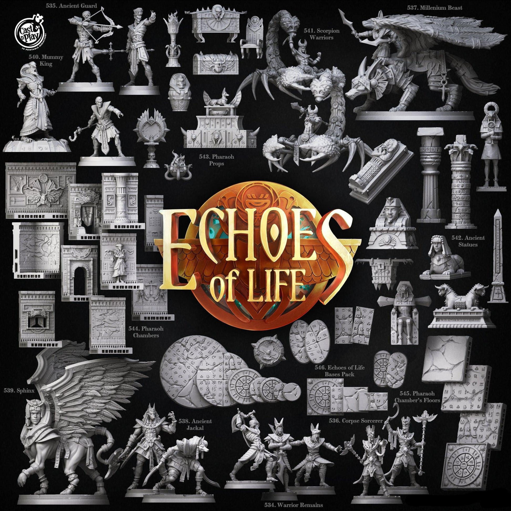 3D Printed Cast n Play Mummy King Echoes of Life 28 32mm D&D - 3D Printing Boss 