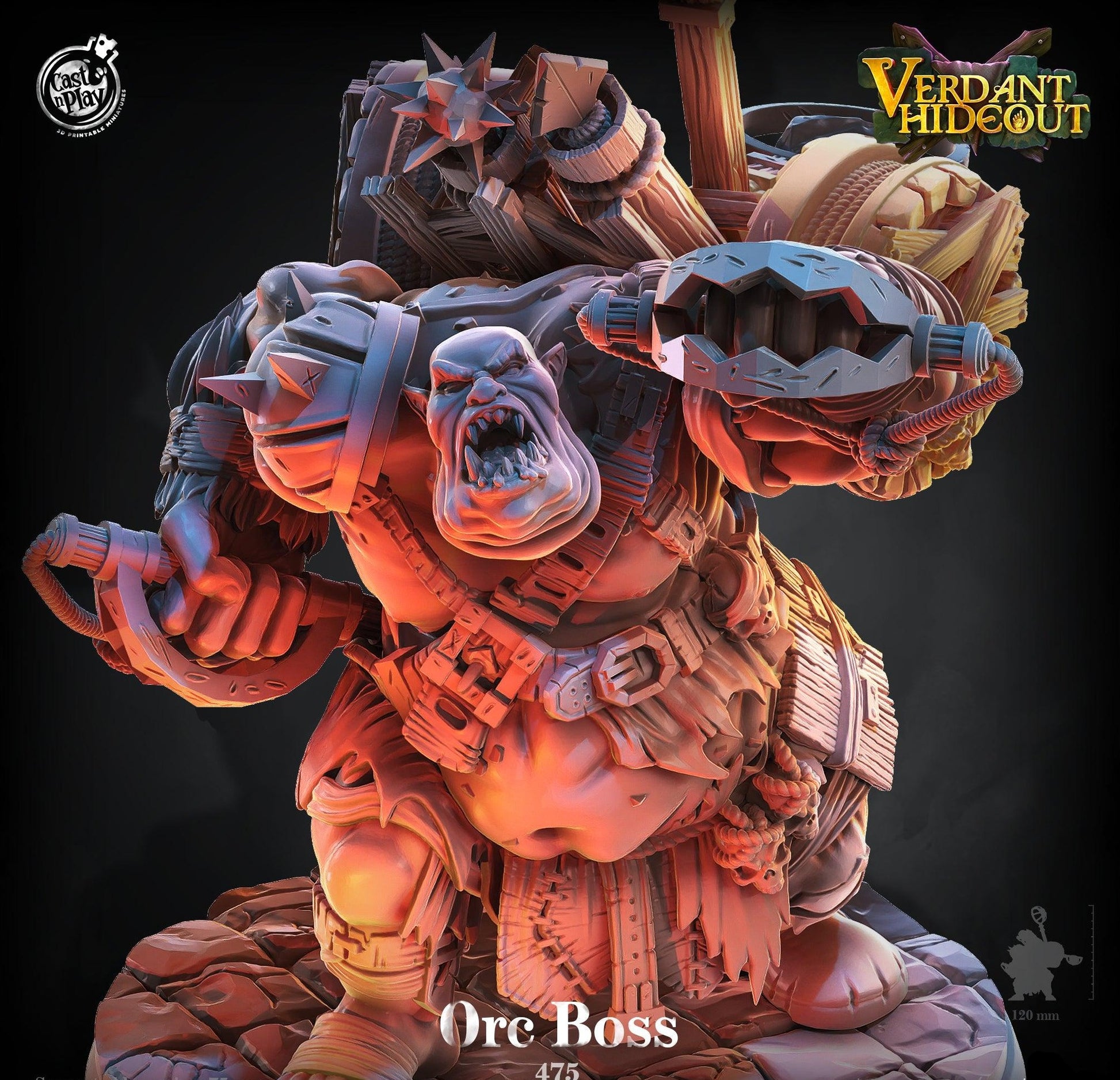3D Printed Cast n Play Orc Boss Verdant Hideout 28mm 32mm D&D - 3D Printing Boss 