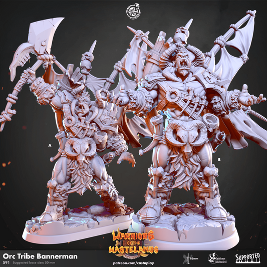 3D Printed Cast n Play Orc Tribe Bannerman Warriors of the Wastelands 28mm 32mm D&D - 3D Printing Boss 