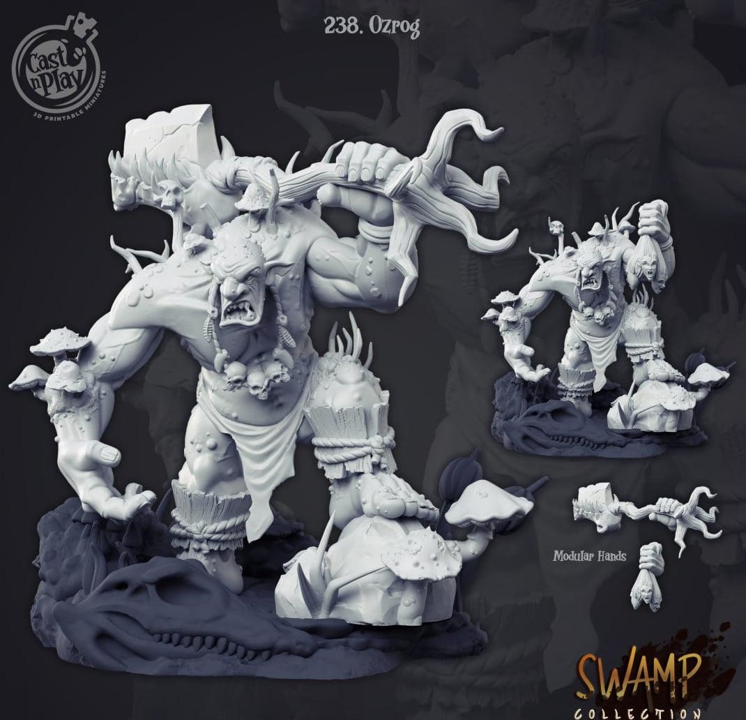 3D Printed Cast n Play Ozrog Troll Swamp Collection 28mm 32mm D&D - 3D Printing Boss 