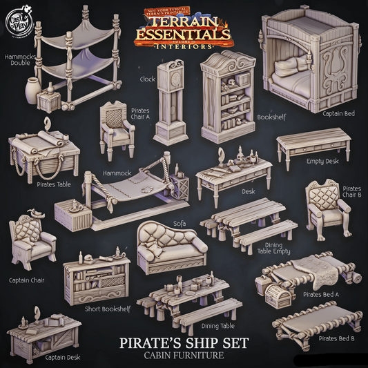 3D Printed Cast n Play Pirate Ship Cabin Furniture Terrain Essentials 28mm 32mm D&D - 3D Printing Boss 