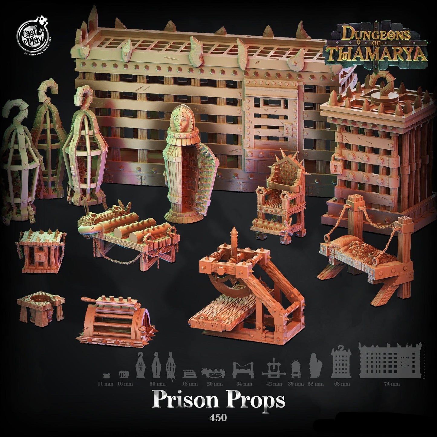 3D Printed Cast n Play Prision Props Dungeons of Thamarya 28mm 32mm D&D - 3D Printing Boss 