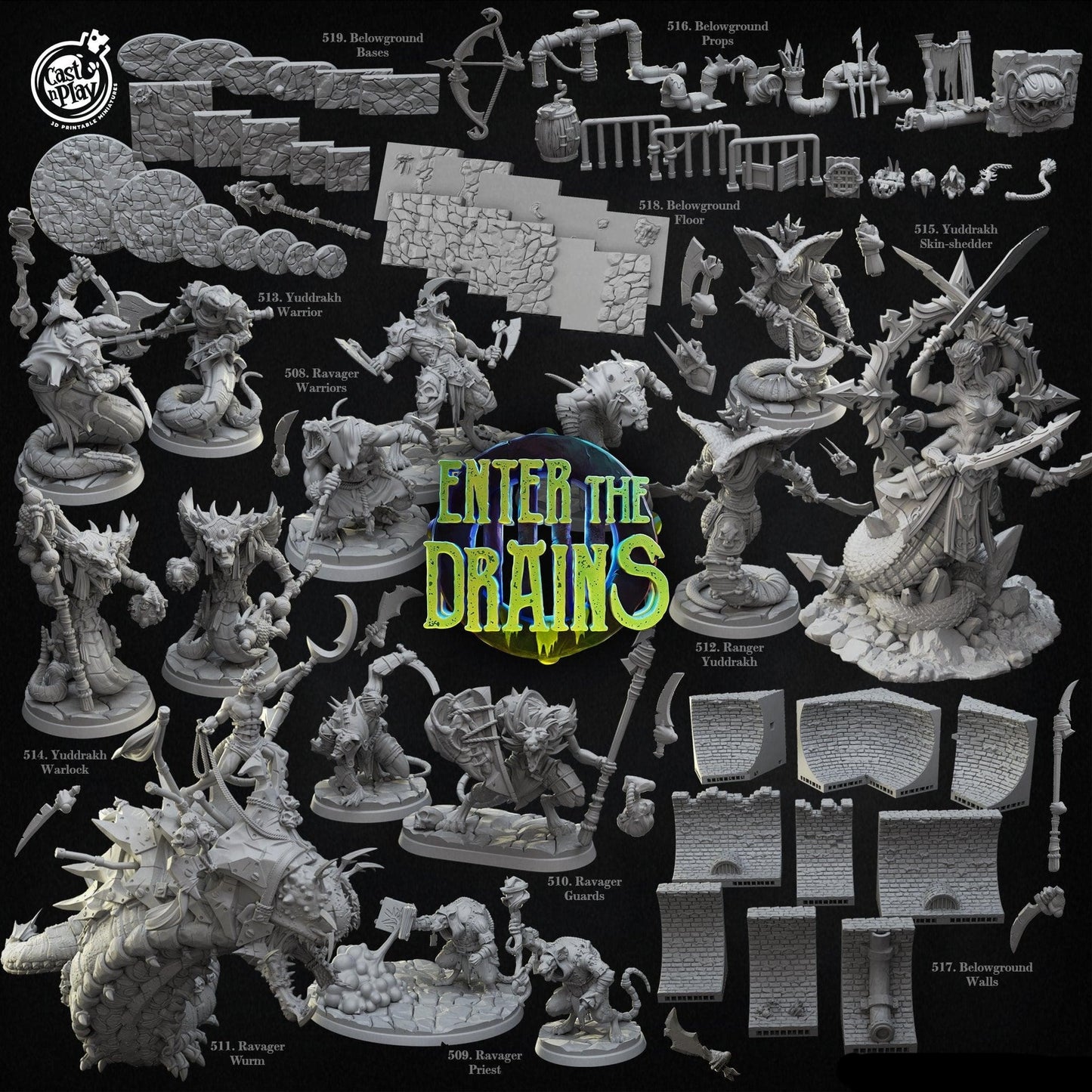 3D Printed Cast n Play Ravager Warriors Enter the Drains 28mm 32mm D&D - 3D Printing Boss 