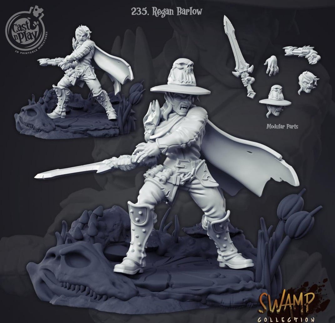 3D Printed Cast n Play Regan Barlow Swamp Collection 28mm 32mm D&D - 3D Printing Boss 