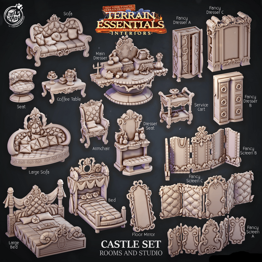 3D Printed Cast n Play Room and Studio Castle Set Terrain Essentials 28mm 32mm D&D - 3D Printing Boss 