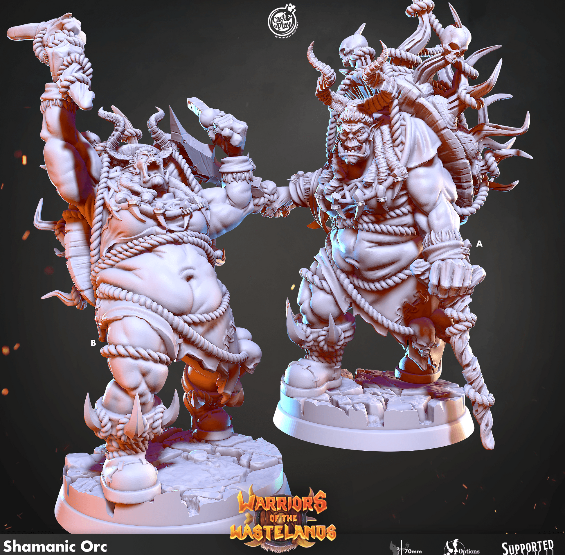 3D Printed Cast n Play Shamanic Orc Warriors of the Wastelands 28mm 32mm D&D - 3D Printing Boss 