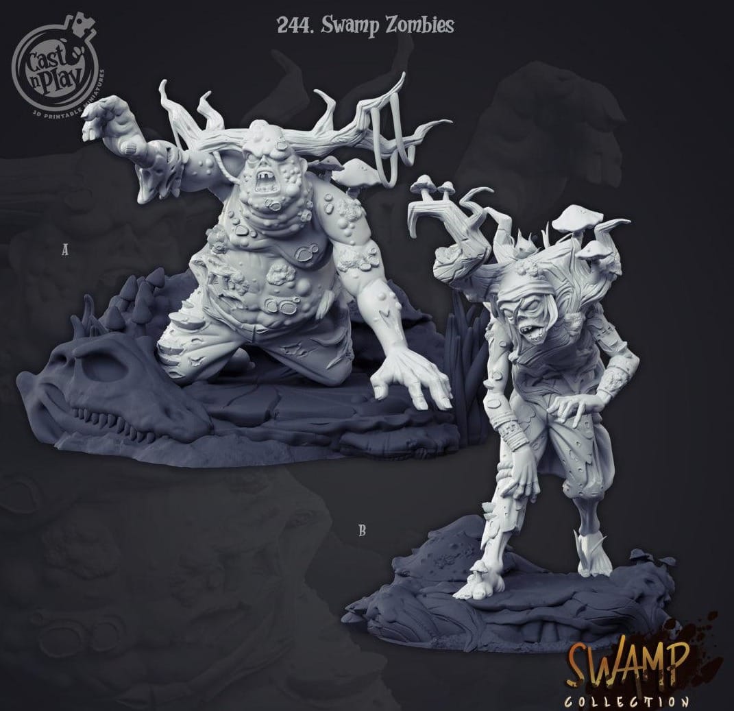 3D Printed Cast n Play Swamp Zombies Swamp Collection 28mm 32mm D&D - 3D Printing Boss 