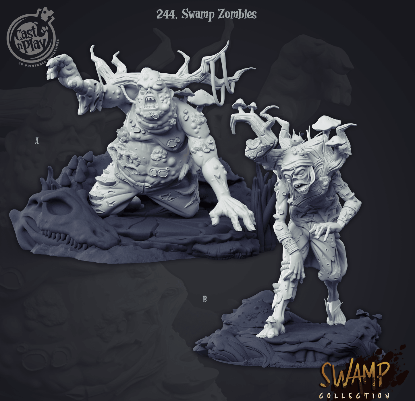 3D Printed Cast n Play Swamp Zombies Swamp Collection 28mm 32mm D&D - 3D Printing Boss 