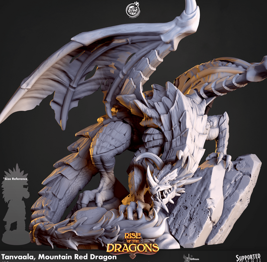 3D Printed Cast n Play Tanvaala Mountain Red Dragon Rise of the Dragons 28 32mm D&D - 3D Printing Boss 
