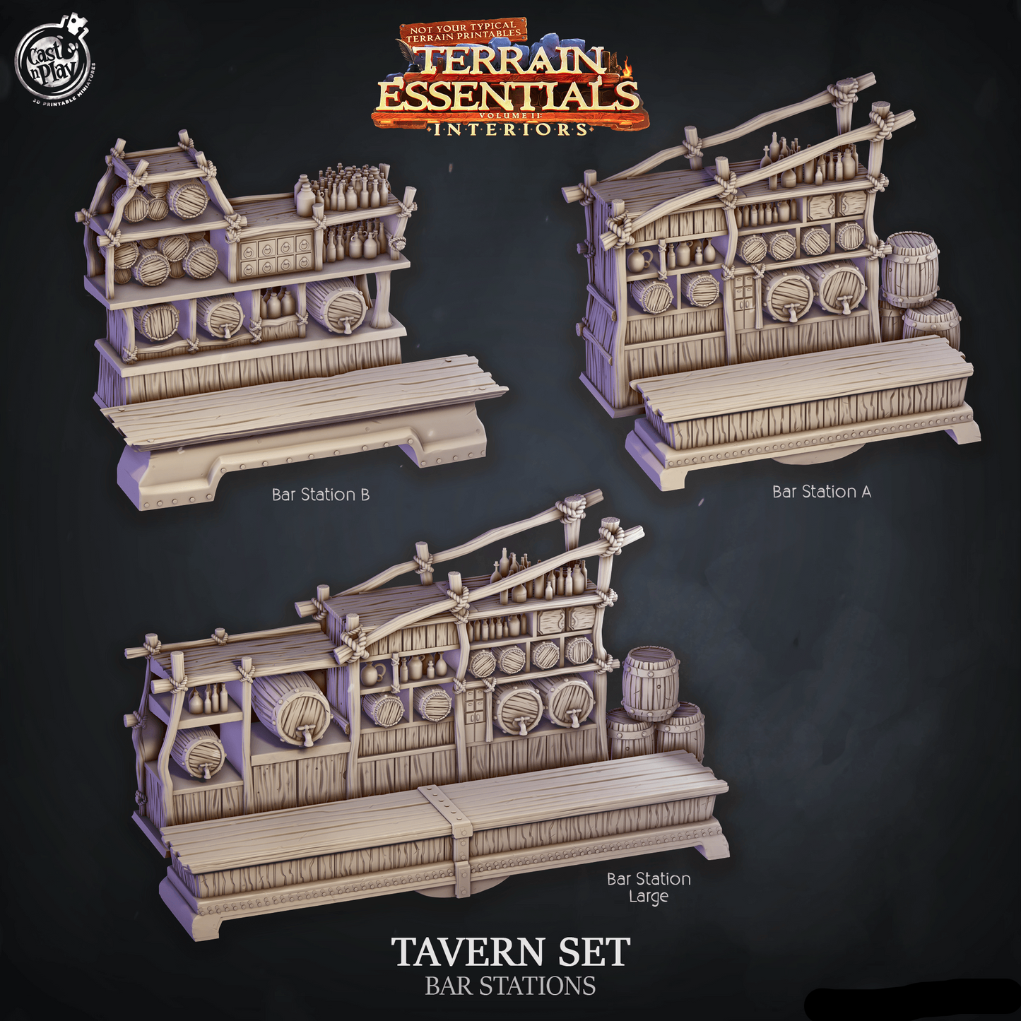 3D Printed Cast n Play Tavern Bar Stations Terrain Essentials 28mm 32mm D&D - 3D Printing Boss 