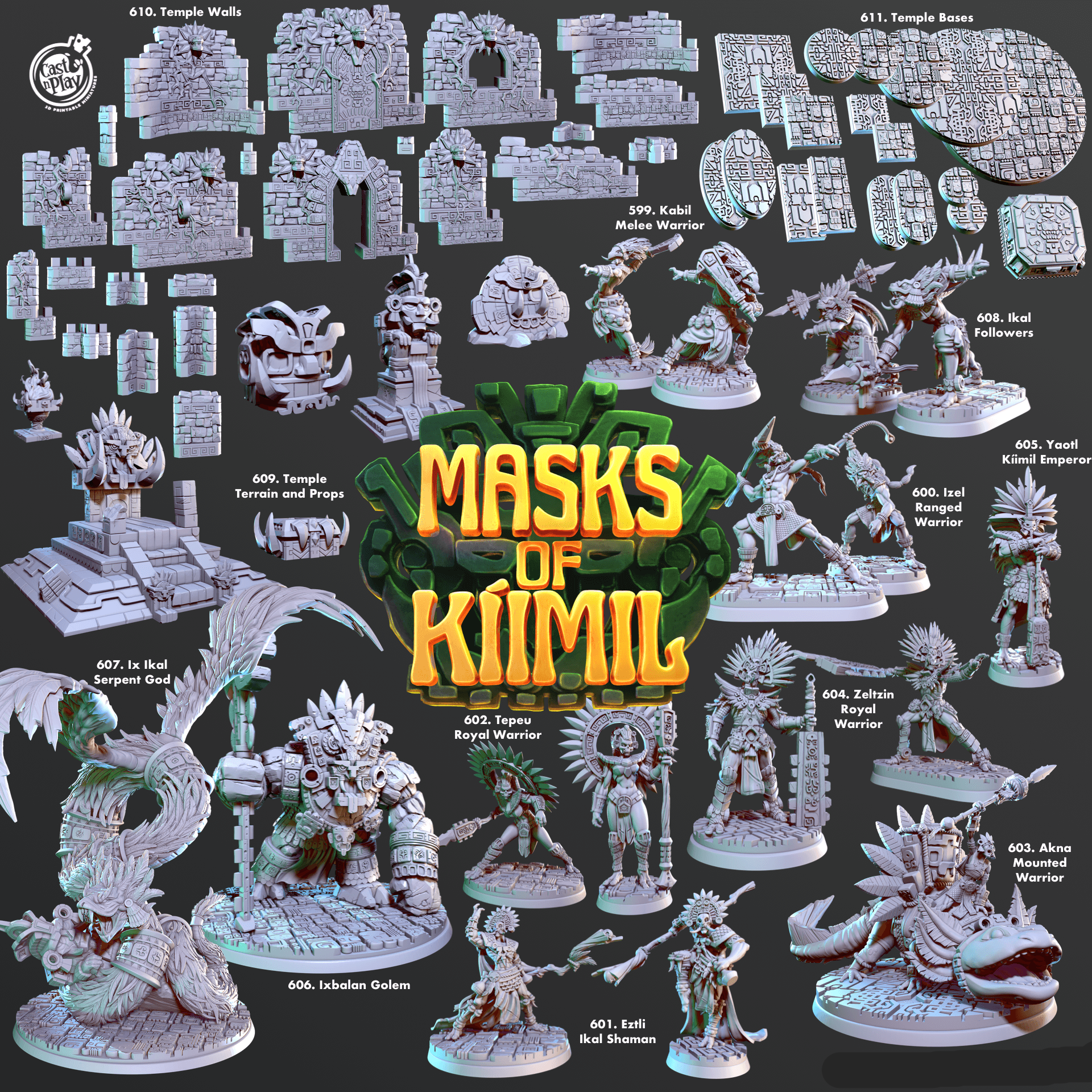 3D Printed Cast n Play Temple Walls Masks of Kiimil 28mm 32mm D&D - 3D Printing Boss 