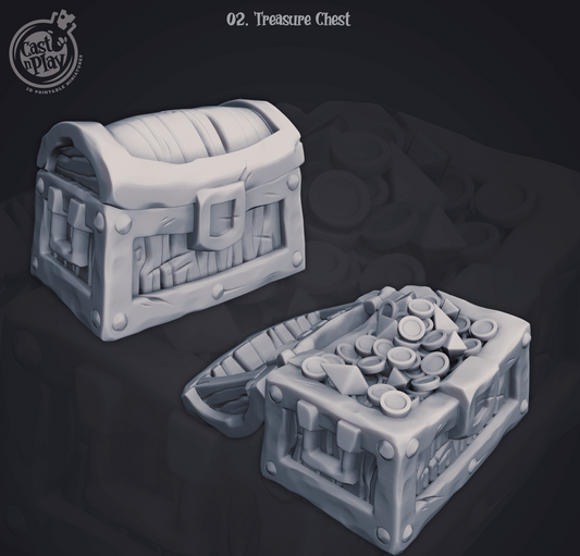 3D Printed Cast n Play Treasure Chest 28mm 32mm D&D - 3D Printing Boss 