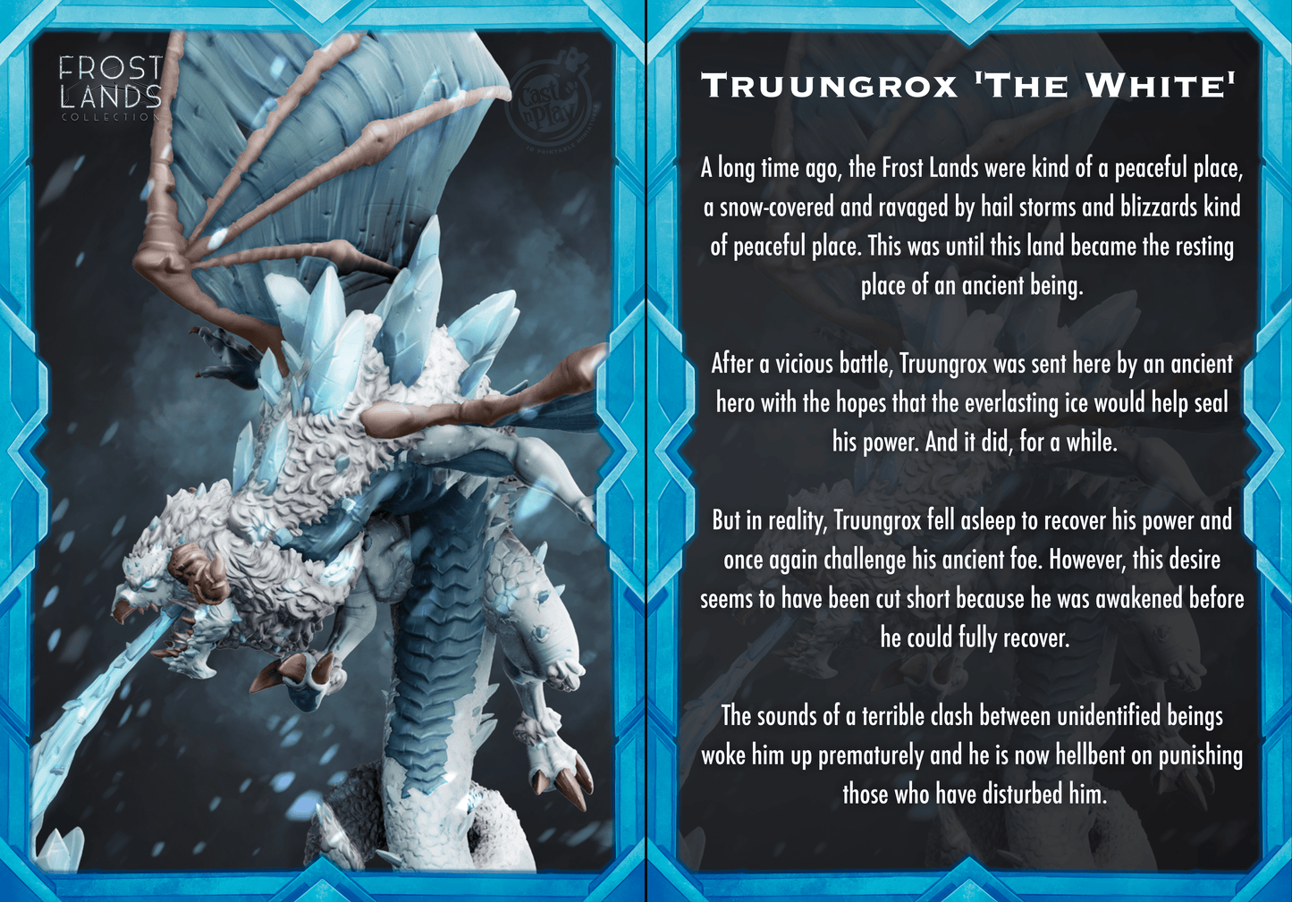 3D Printed Cast n Play Truungrox The White Dragon Frost Land 28mm 32mm D&D - 3D Printing Boss 