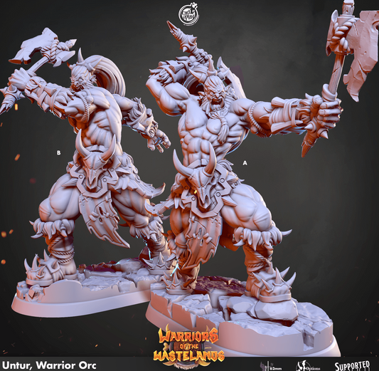 3D Printed Cast n Play Untur Orc Warrior Warriors of the Wastelands 28mm 32mm D&D - 3D Printing Boss 
