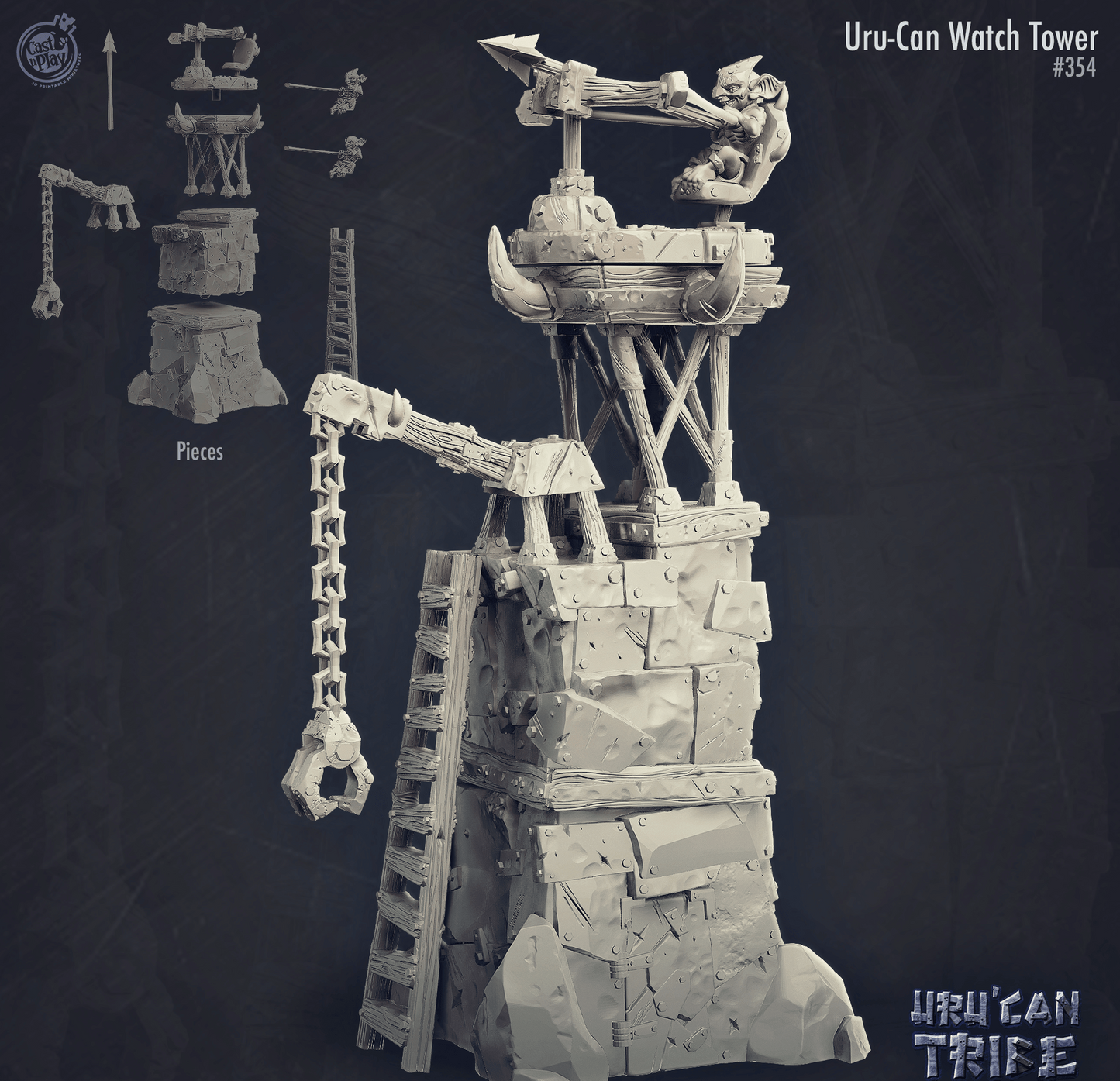 3D Printed Cast n Play Uru-Can Watchtower UruCan Tribe 28mm 32mm D&D - 3D Printing Boss 