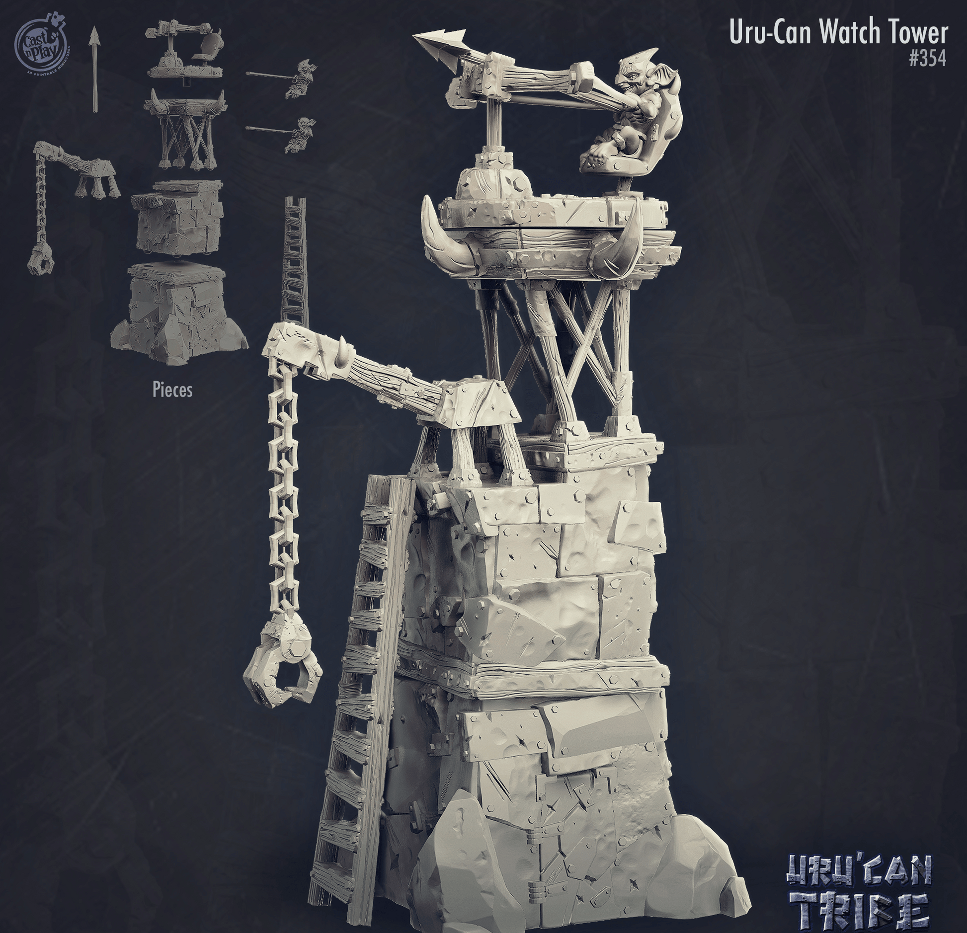 3D Printed Cast n Play Uru-Can Watchtower UruCan Tribe 28mm 32mm D&D - 3D Printing Boss 