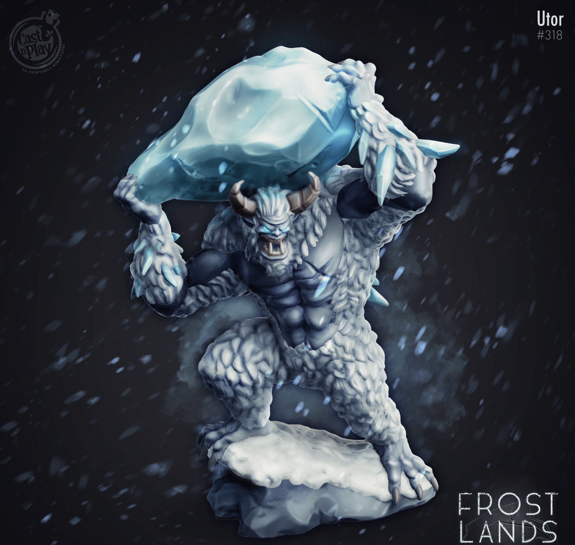 3D Printed Cast n Play Utor Yeti Frostlands 28mm 32mm D&D - 3D Printing Boss 