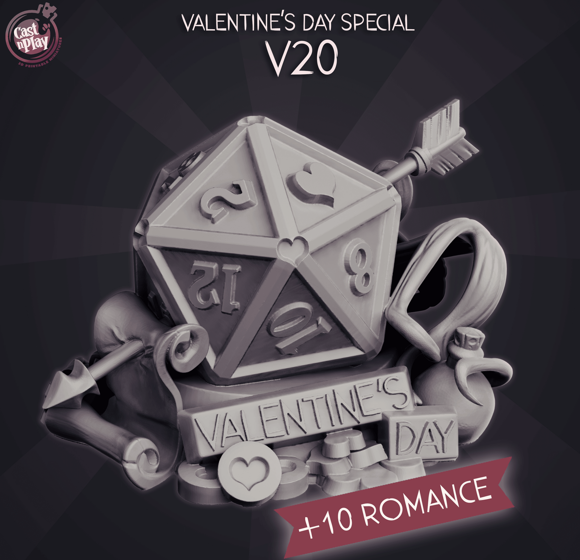3D Printed Cast n Play Valentines Day Gamer Display D&D - 3D Printing Boss 