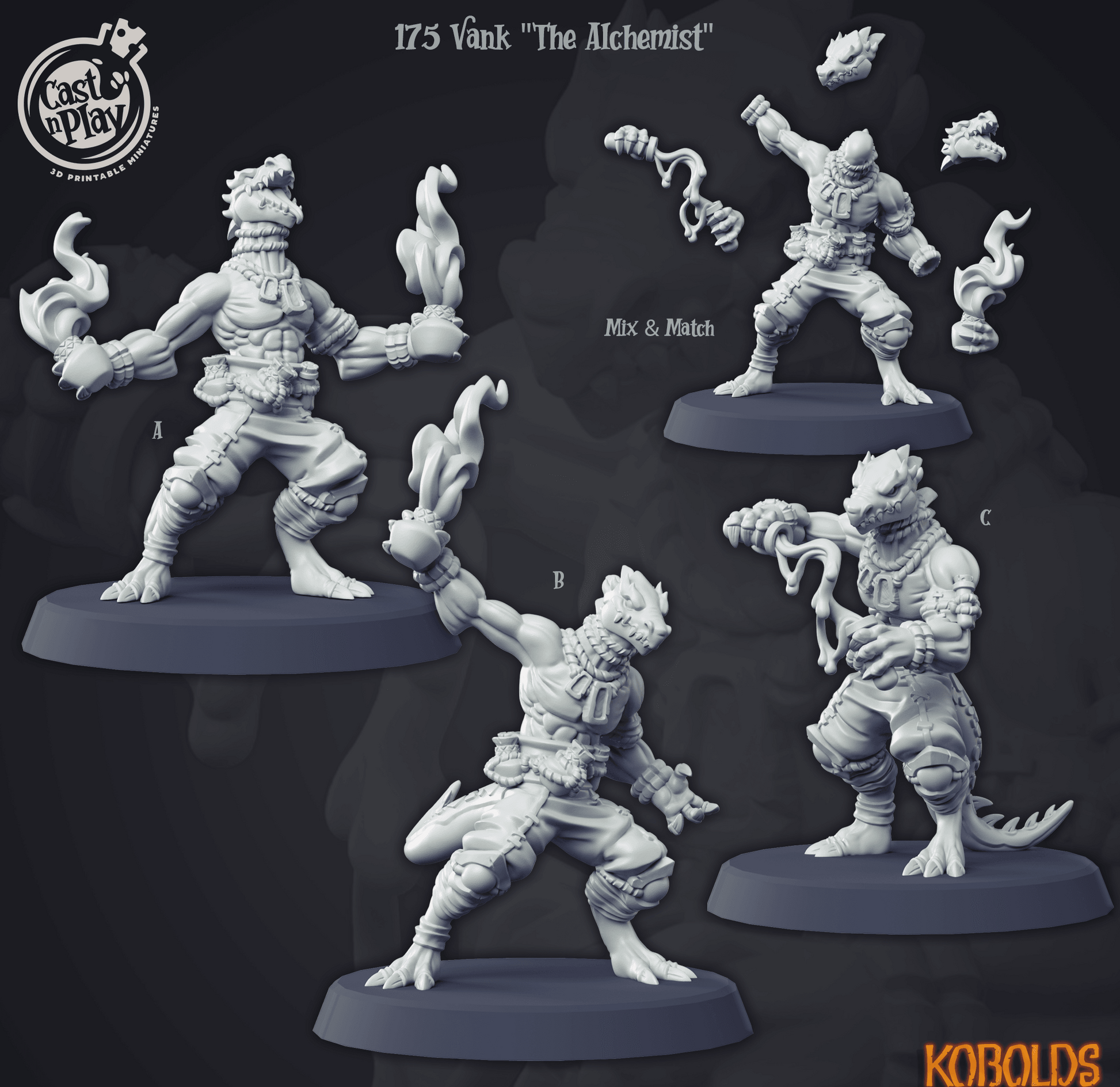 3D Printed Cast n Play Vank The Alchemist Kobold Collection 28 32mm D&D - 3D Printing Boss 