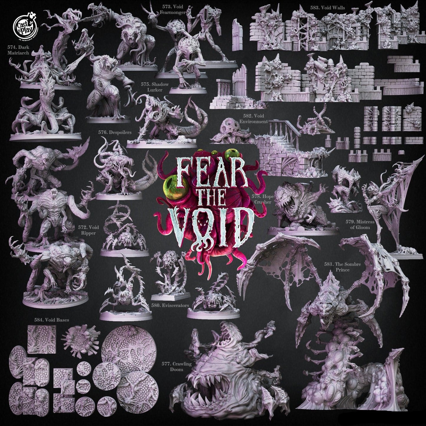 3D Printed Cast n Play Void Bases Fear the Void Set 28mm 32mm D&D - 3D Printing Boss 