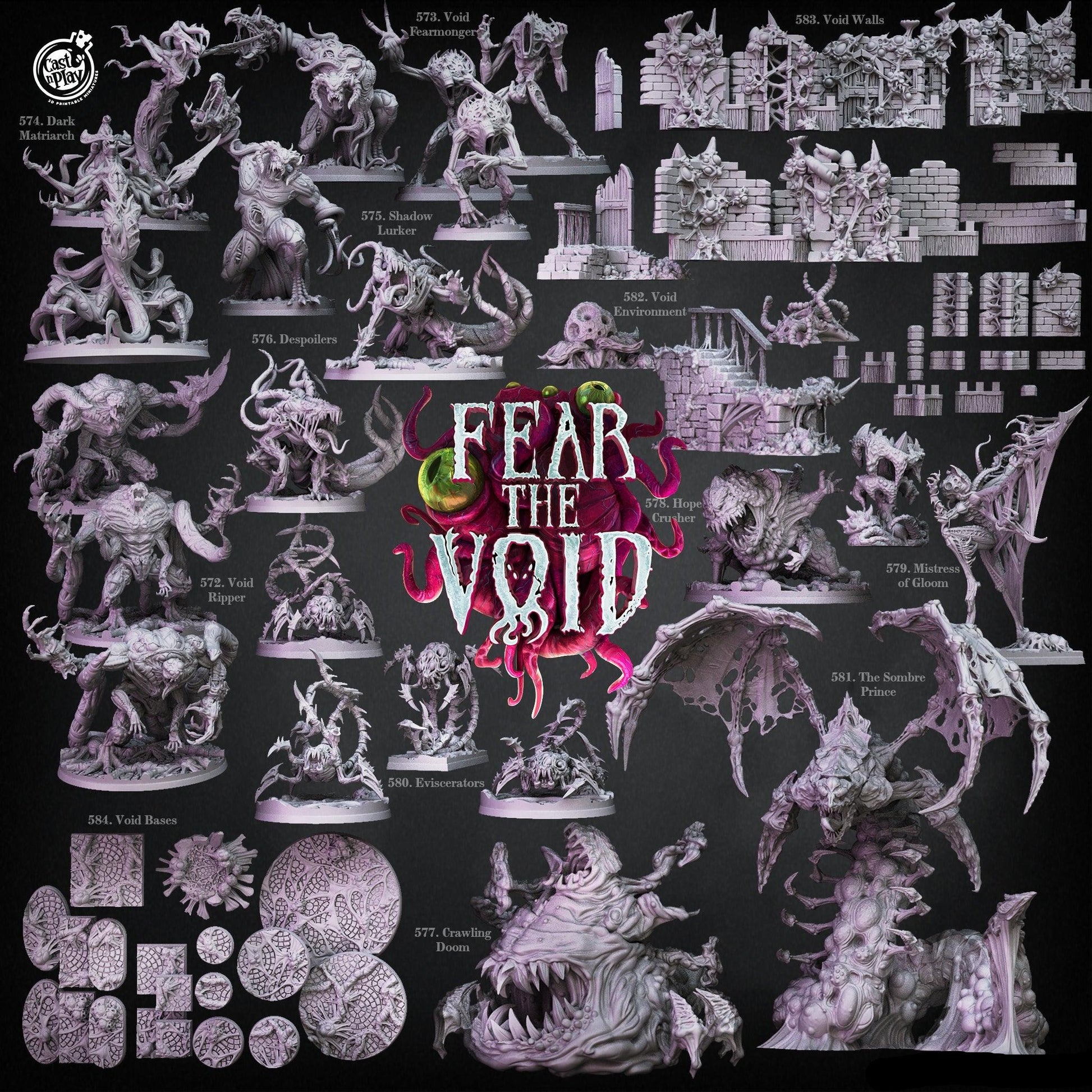 3D Printed Cast n Play Void Bases Fear the Void Set 28mm 32mm D&D - 3D Printing Boss 