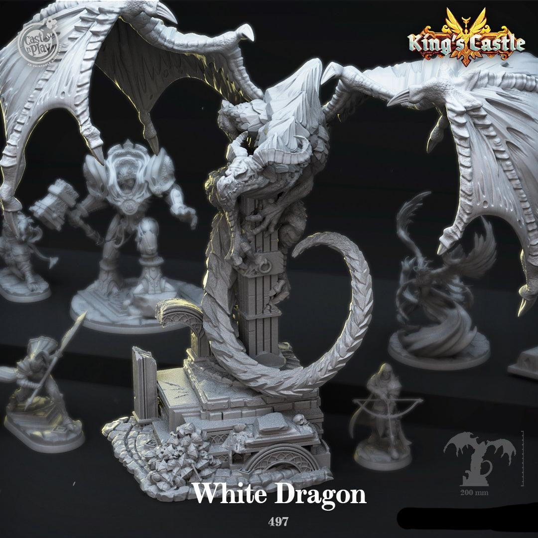 3D Printed Cast n Play White Dragon King's Castle 28 32mm D&D - 3D Printing Boss 
