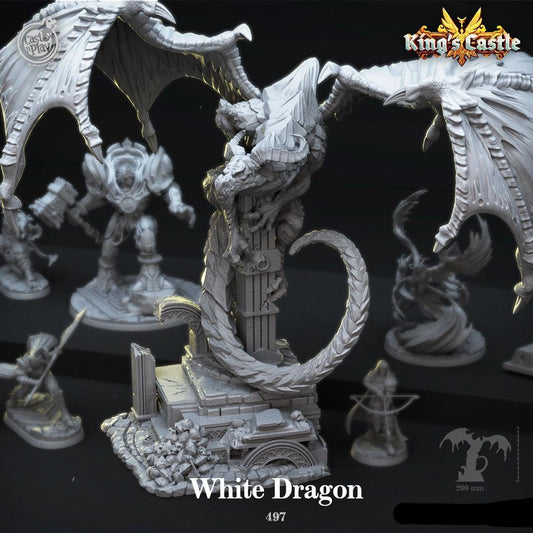 3D Printed Cast n Play White Dragon King's Castle 28 32mm D&D - 3D Printing Boss 
