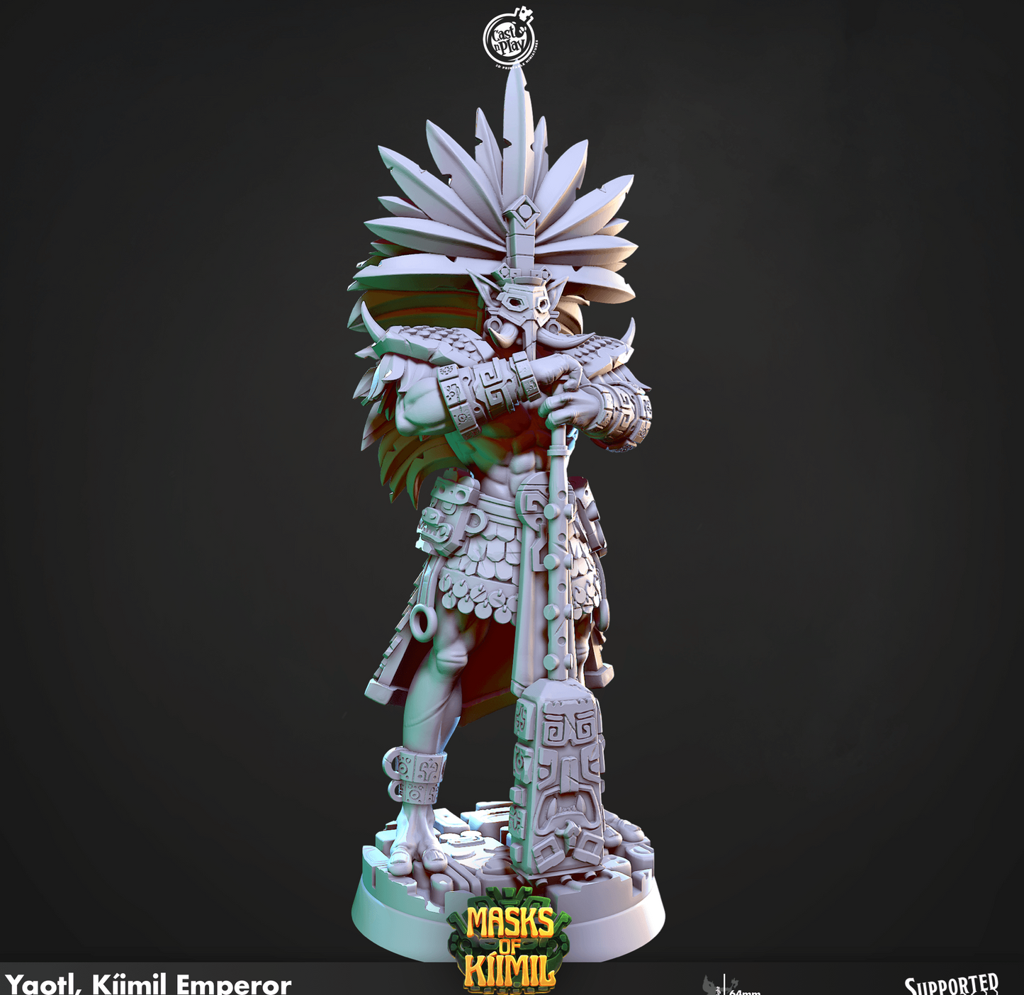 3D Printed Cast n Play Yaotl, Kíimil Emperor Masks of Kiimil 28 32mm D&D - 3D Printing Boss 