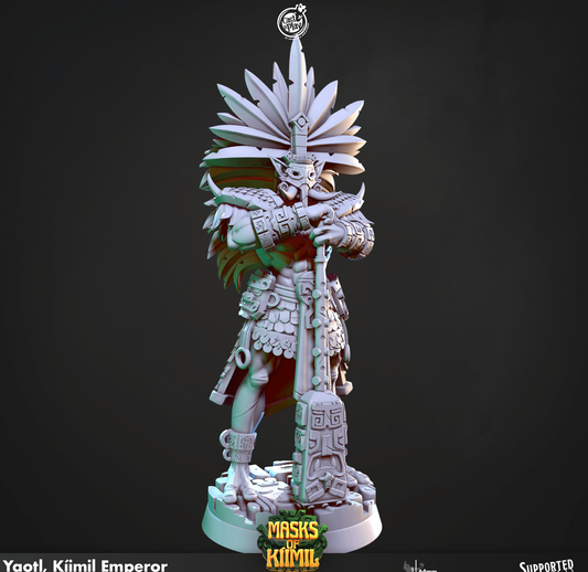 3D Printed Cast n Play Yaotl, Kíimil Emperor Masks of Kiimil 28 32mm D&D - 3D Printing Boss 