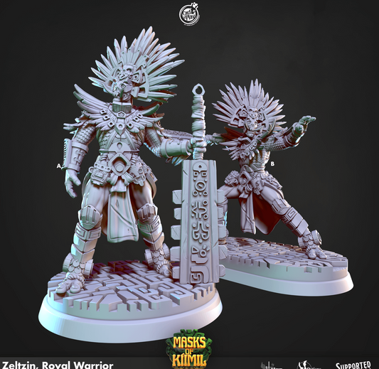 3D Printed Cast n Play Zeltzin, Royal Warrior Masks of Kiimil 28 32mm D&D - 3D Printing Boss 