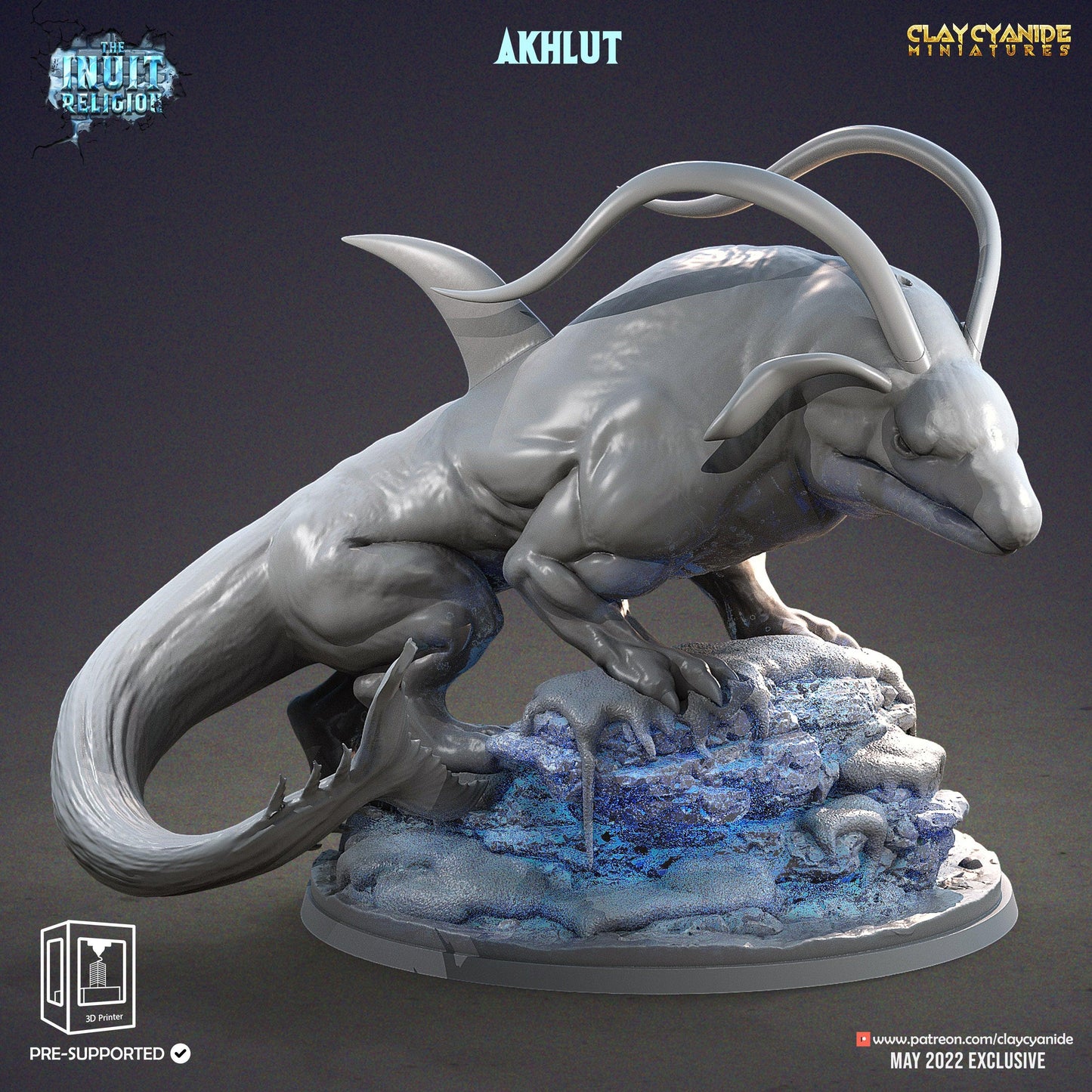 3D Printed Clay Cyanide Akhlut Inuit Religion Ragnarok D&D - 3D Printing Boss 