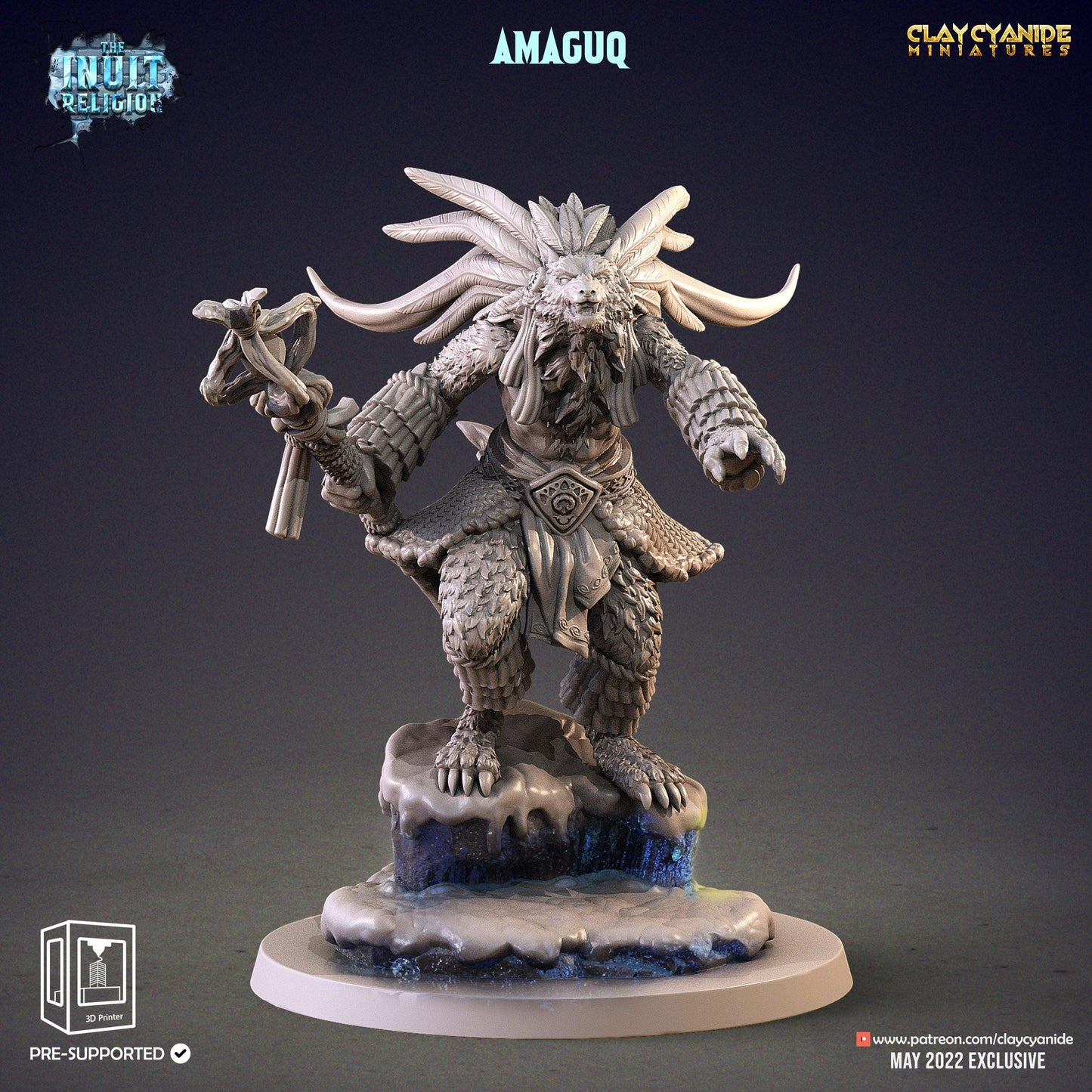 3D Printed Clay Cyanide Amaguq Inuit Religion Ragnarok D&D - 3D Printing Boss 