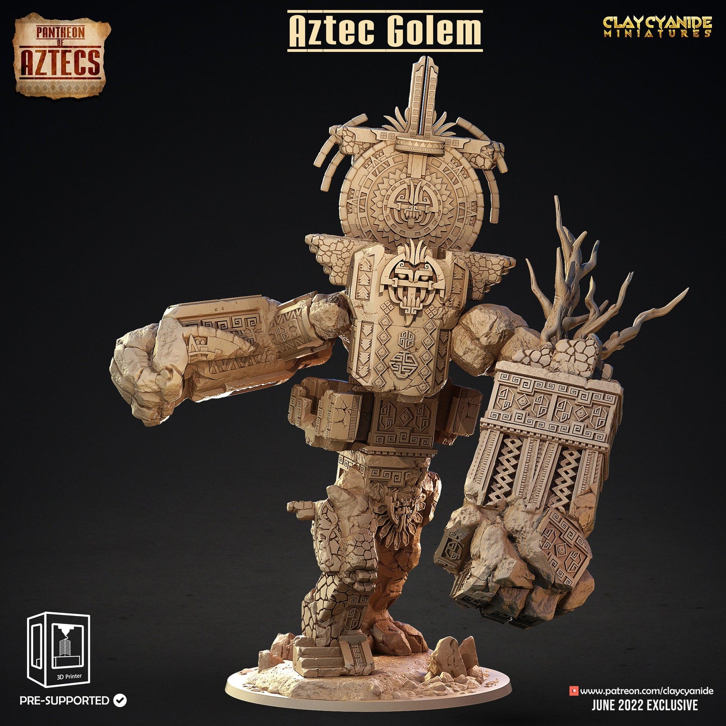 3D Printed Clay Cyanide Aztec Golem Pantheon of Aztecs Ragnarok D&D - 3D Printing Boss 