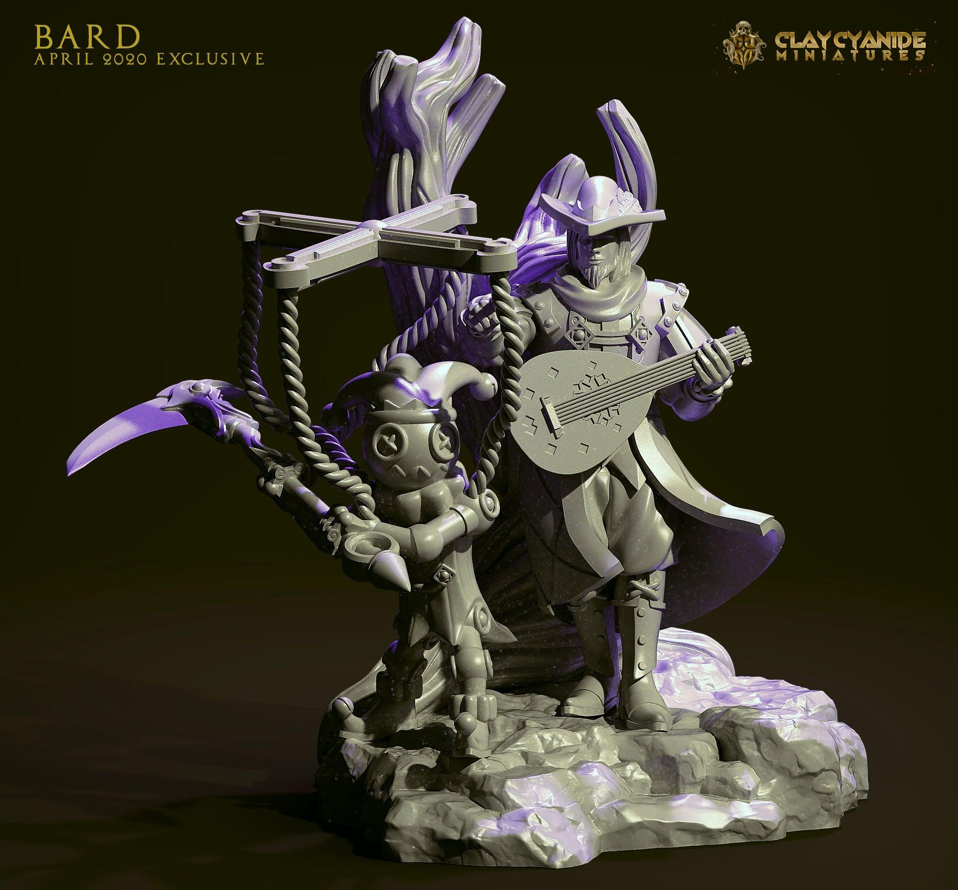 3D Printed Clay Cyanide Bard 28mm-32mm Ragnarok D&D - 3D Printing Boss 