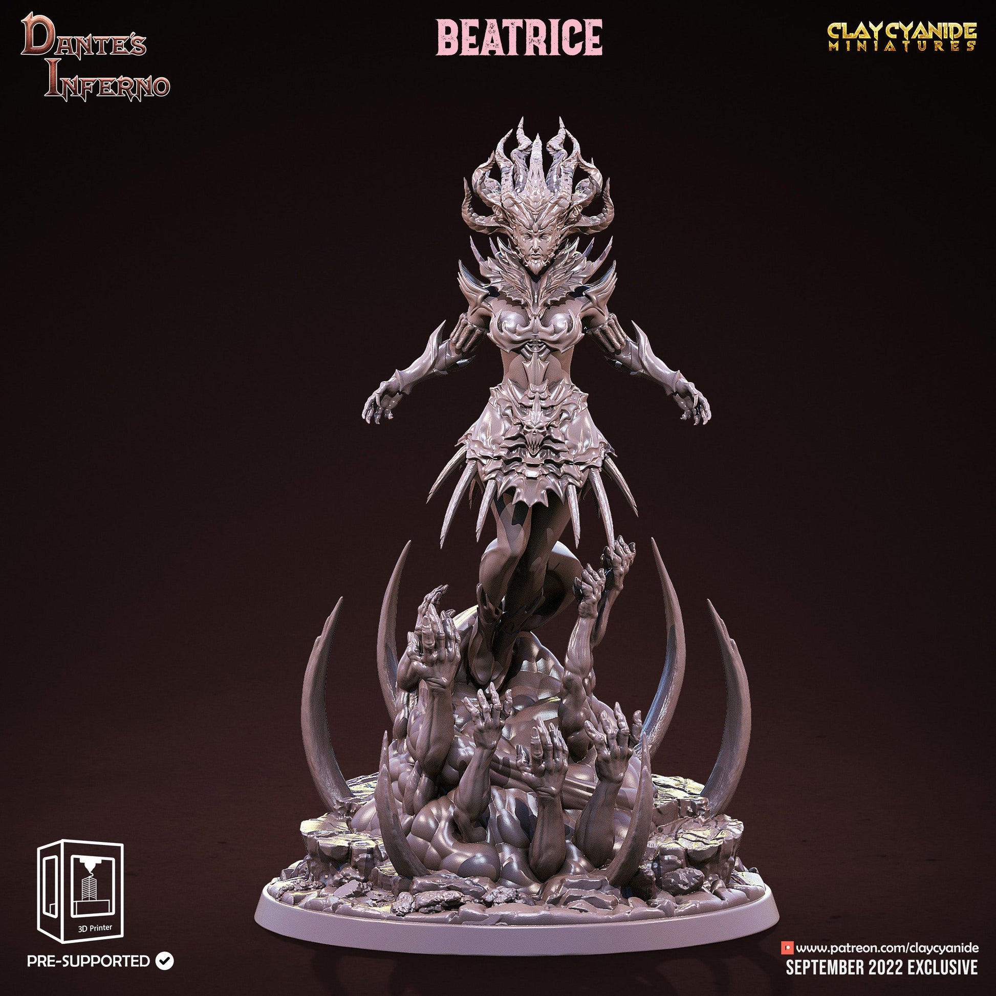 3D Printed Clay Cyanide Beatrice Dante's Inferno 28mm-32mm Ragnarok D&D - 3D Printing Boss 