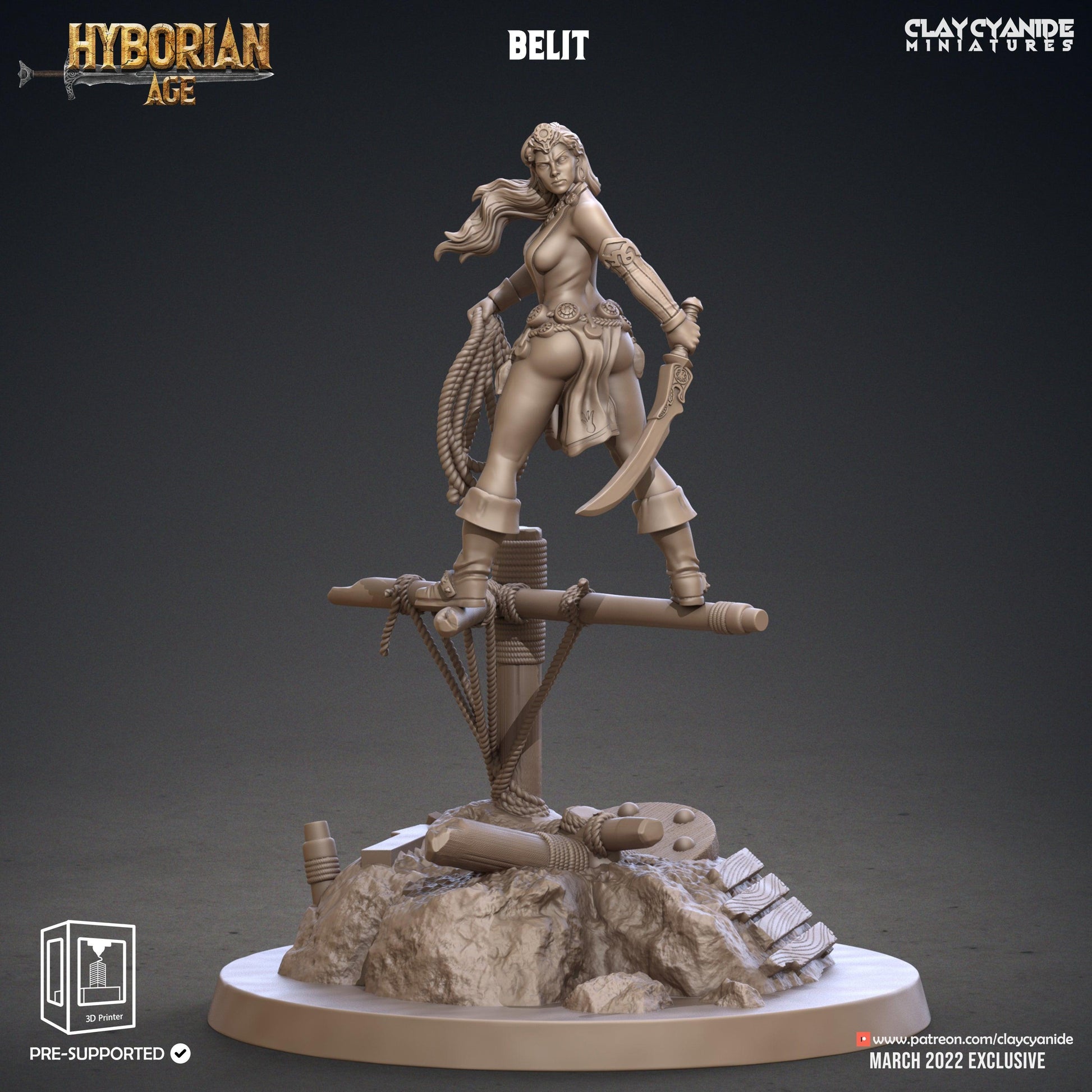 3D Printed Clay Cyanide Belit Hyborean Age Ragnarok D&D - 3D Printing Boss 