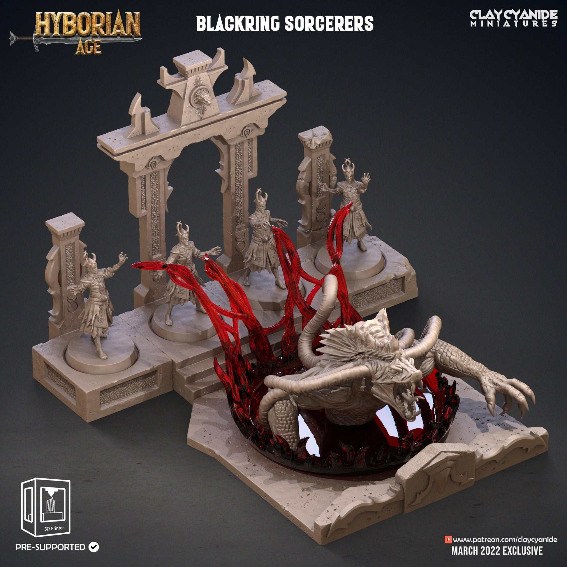 3D Printed Clay Cyanide Blackring Sorcerers Set Hyborean Age 28mm -32mm Ragnarok D&D - 3D Printing Boss 