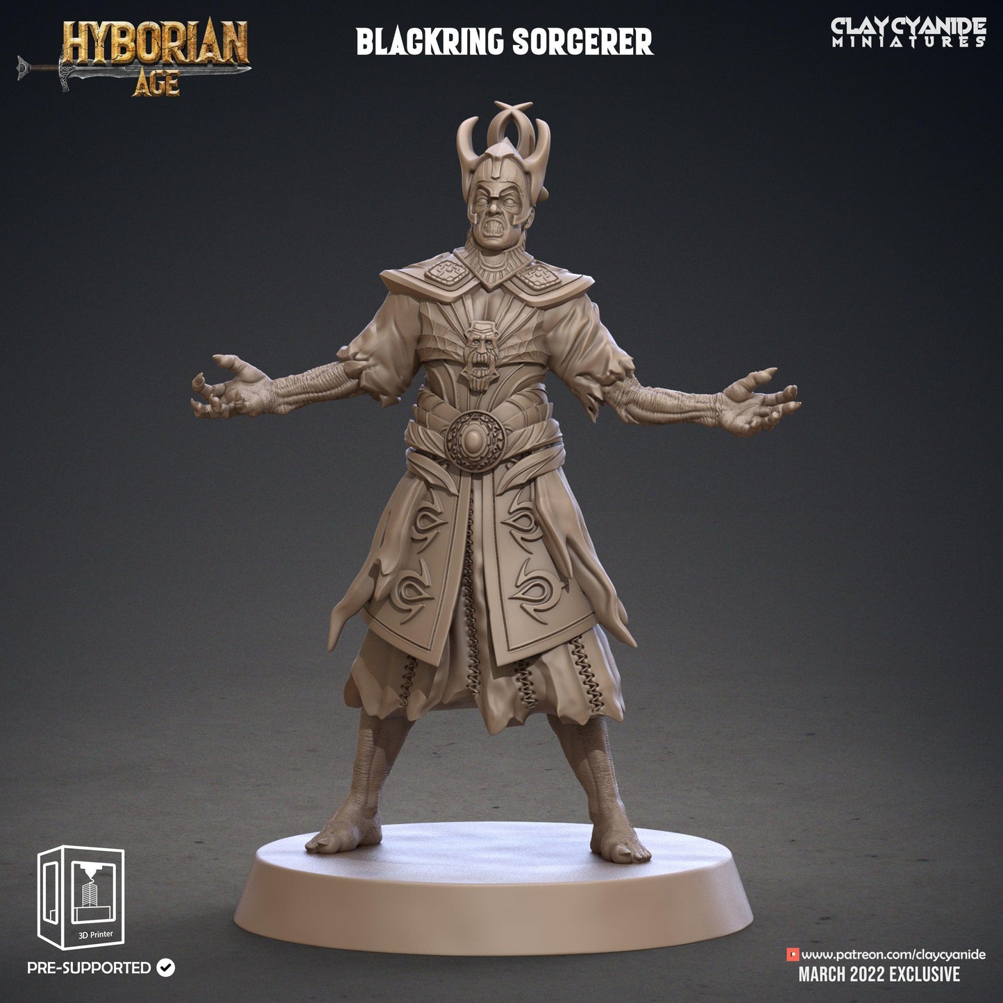 3D Printed Clay Cyanide Blackring Sorcerers Set Hyborean Age 28mm -32mm Ragnarok D&D - 3D Printing Boss 