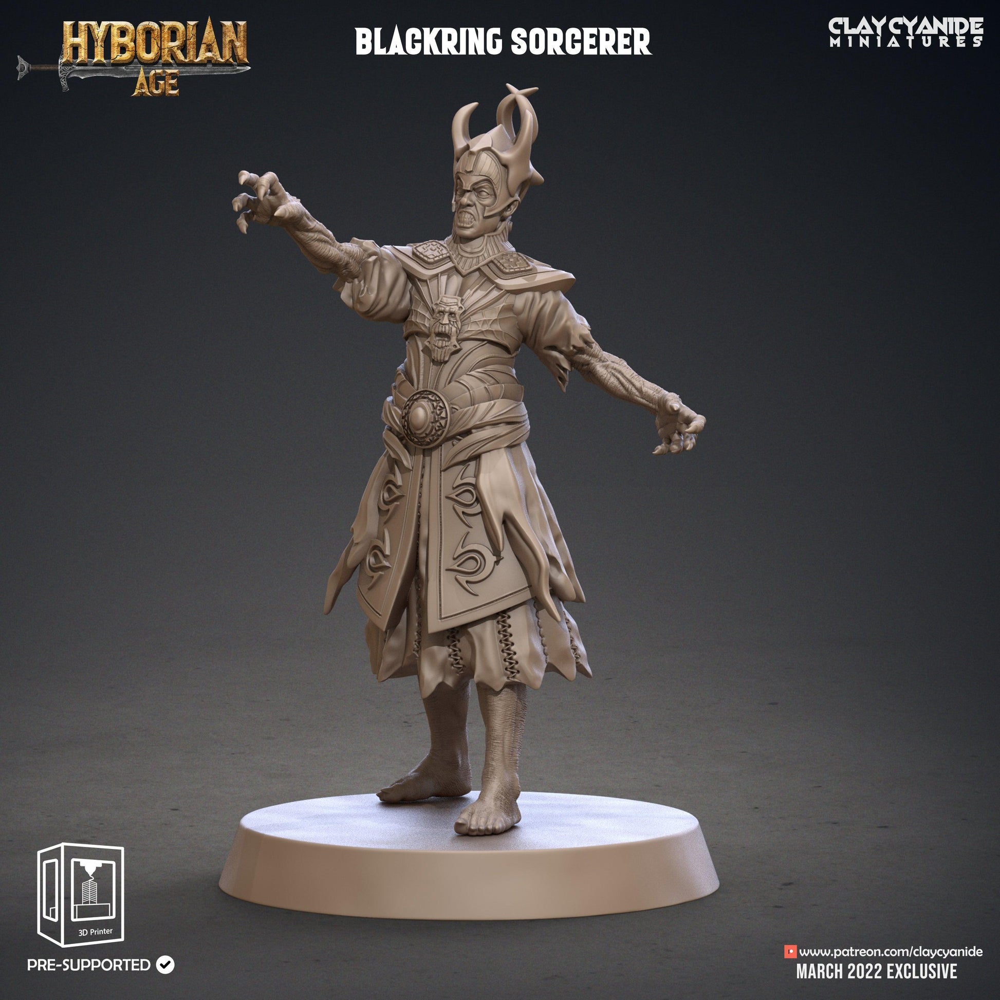 3D Printed Clay Cyanide Blackring Sorcerers Set Hyborean Age 28mm -32mm Ragnarok D&D - 3D Printing Boss 