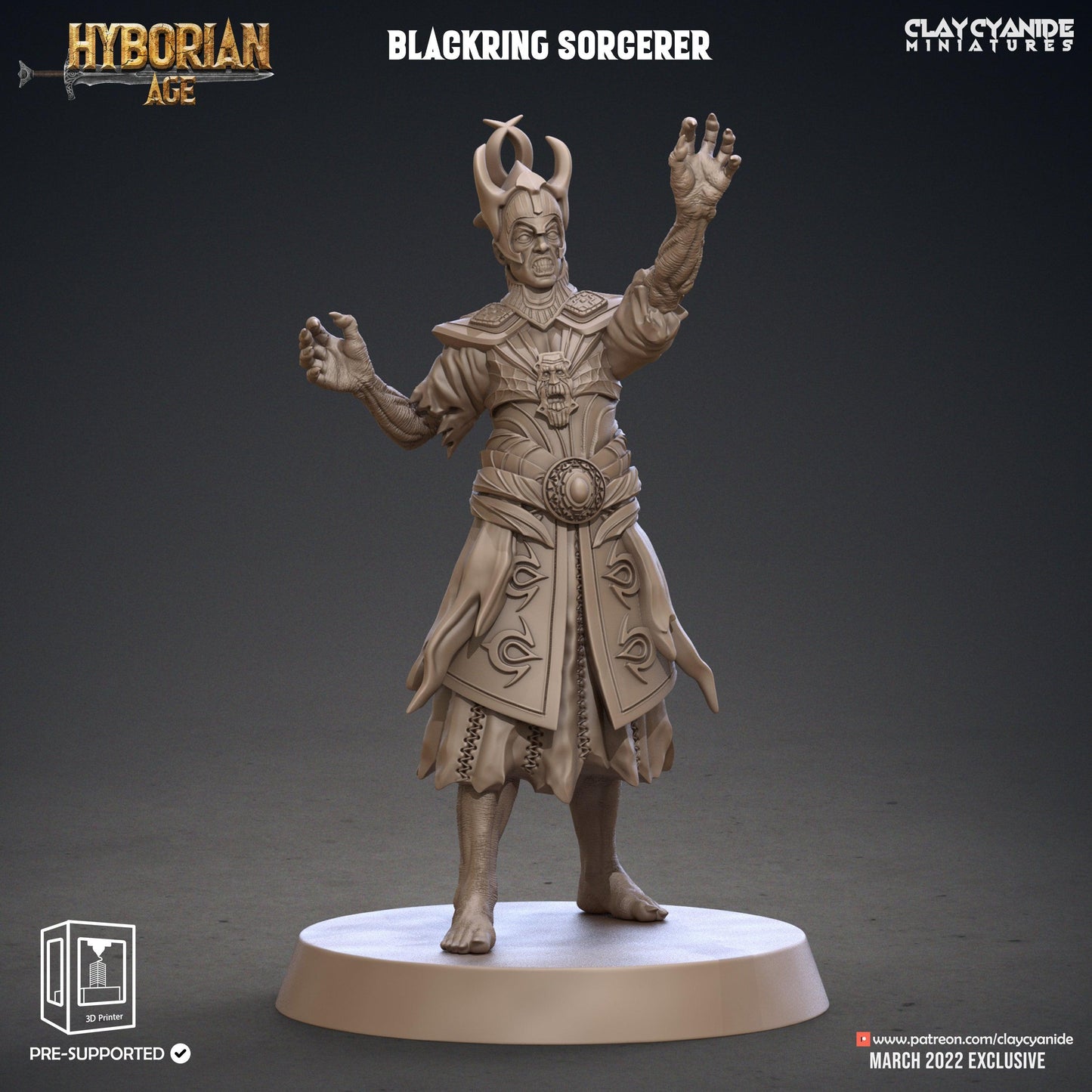 3D Printed Clay Cyanide Blackring Sorcerers Set Hyborean Age 28mm -32mm Ragnarok D&D - 3D Printing Boss 