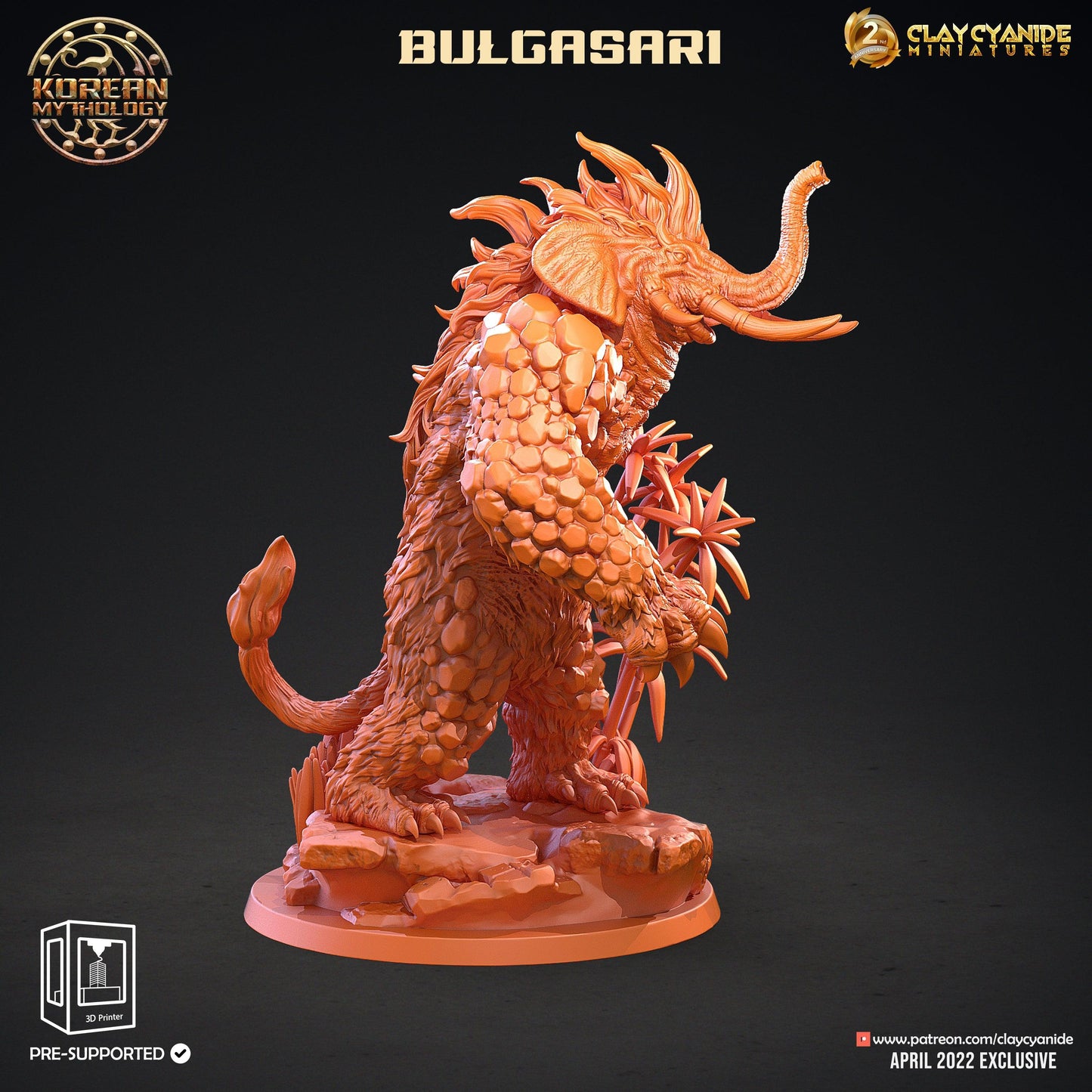 3D Printed Clay Cyanide Bulgasari Elephantman Korean Mythology Ragnarok D&D - 3D Printing Boss 