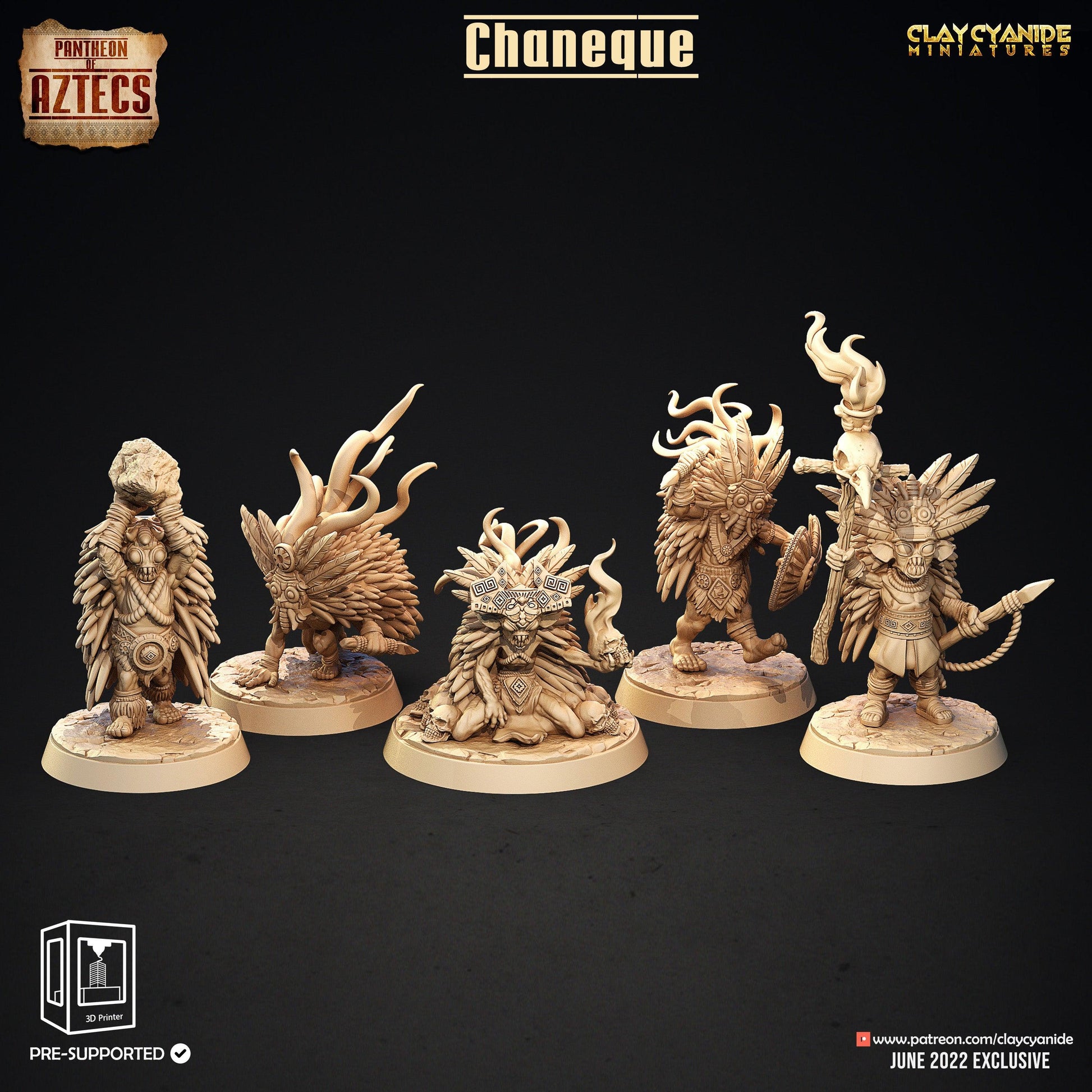 3D Printed Clay Cyanide Chaneque Set Pantheon of Aztecs Ragnarok D&D - 3D Printing Boss 
