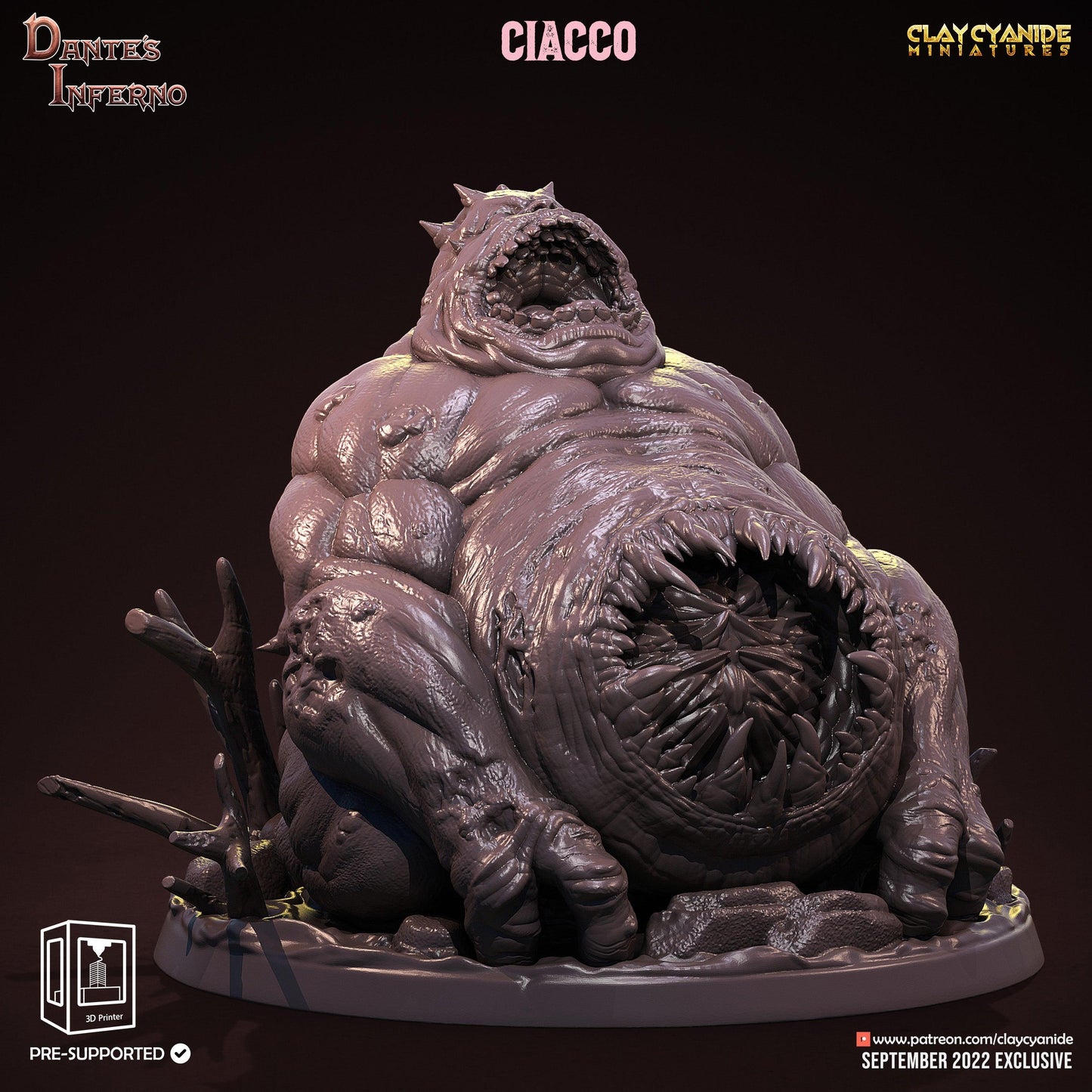 3D Printed Clay Cyanide Ciacco Dante's Inferno 28mm-32mm Ragnarok D&D - 3D Printing Boss 