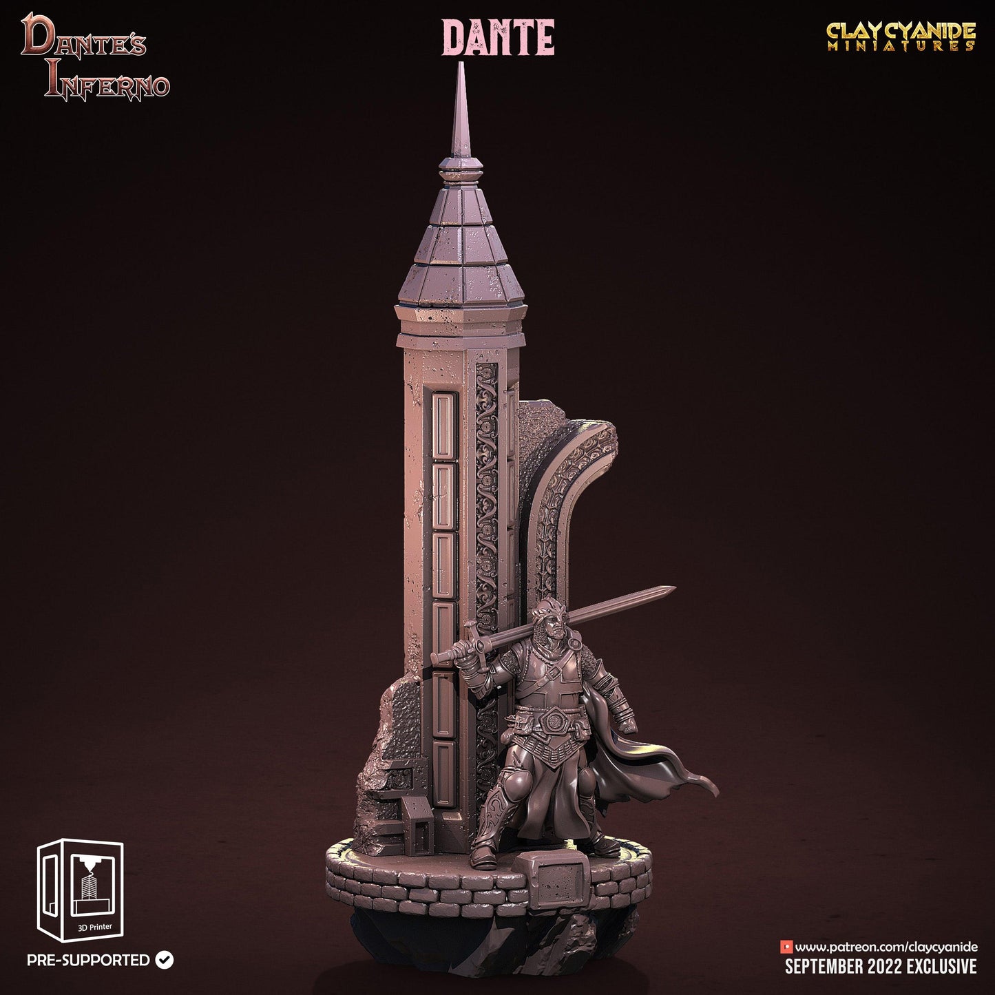 3D Printed Clay Cyanide Dante from Dante's Inferno 28mm-32mm Ragnarok D&D - 3D Printing Boss 
