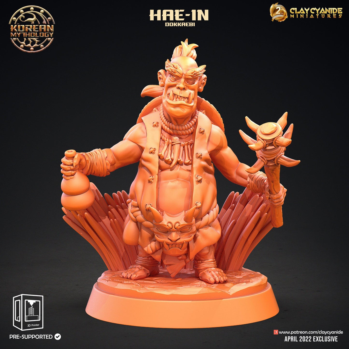 3D Printed Clay Cyanide Dokkaebi Warriors Korean Mythology Ragnarok D&D - 3D Printing Boss 