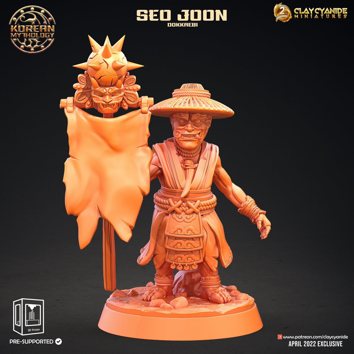 3D Printed Clay Cyanide Dokkaebi Warriors Korean Mythology Ragnarok D&D - 3D Printing Boss 